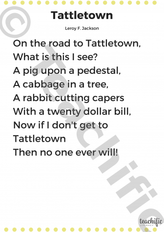 Preview image for Poems: Tattletown, Yrs 1-3 - Leroy J. Jackson