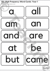 High Frequency Word Cards: 50+ Words Year 1 | Teachific