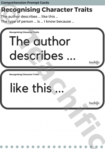 Preview image for Comprehension Prompt Cards: Recognising Character Traits