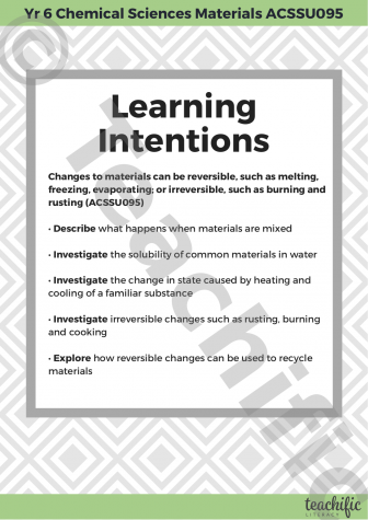 Preview image for Science Learning Intentions: Yr 6 Chemical Sciences - Materials