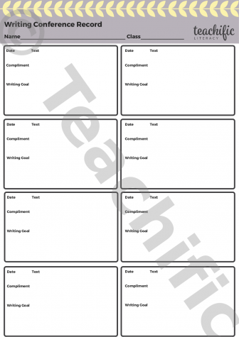 Preview image for Conferring Tools: Writing Conference Record Sheet