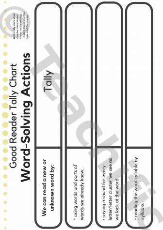 Preview image for Tally Charts: Good Readers Word-Solving Strategies - Class Version