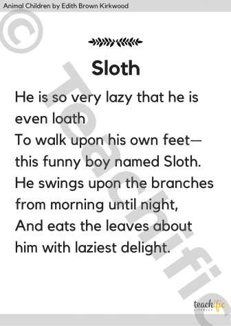 Preview image for Animal Children Poems: Sloth