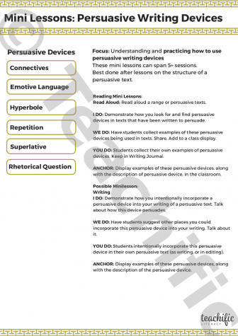 Preview image for Mini Lessons: Persuasive Writing Devices