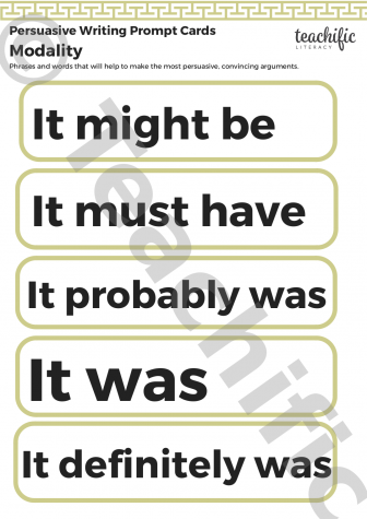 Preview image for Persuasive Writing Devices: Prompt Cards - Modality