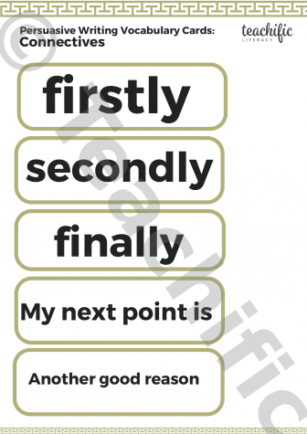 Preview image for Persuasive Writing Devices: Vocabulary Cards - Connectives
