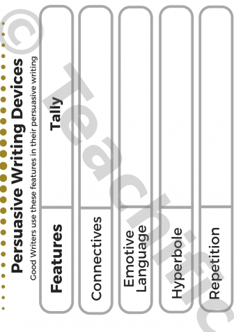 Preview image for Tally Charts: Persuasive Writing Devices