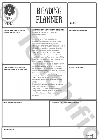 Preview image for Planners: Weekly - Reading Planner, AC English, Yr 2