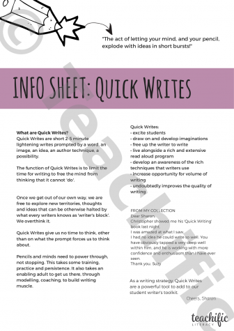 Preview image for Info Sheets: Quick Writes