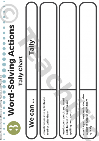 Preview image for Tally Charts: Word Solving Actions, Yr 3