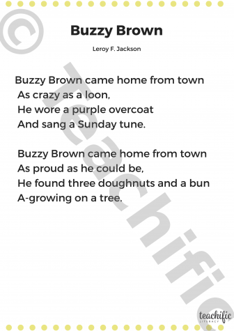 Preview image for Poem: Buzzy Brown, K-3 - Leroy J. Jackson