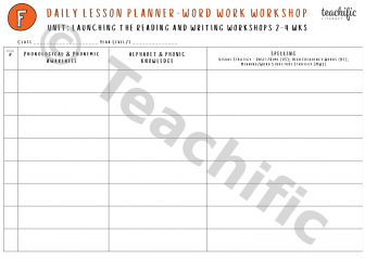 Preview image for Daily Lesson Planner: Word Work - Launching R&W, Yr F