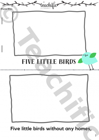 Preview image for Rhyme Bites - Five Little Birds, 1 line pp