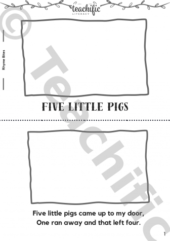 Preview image for Rhyme Bites - Five Little Pigs, 2 lines pp