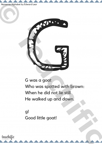 Preview image for Poems: G was a Goat Nonsense Alphabet, K-3