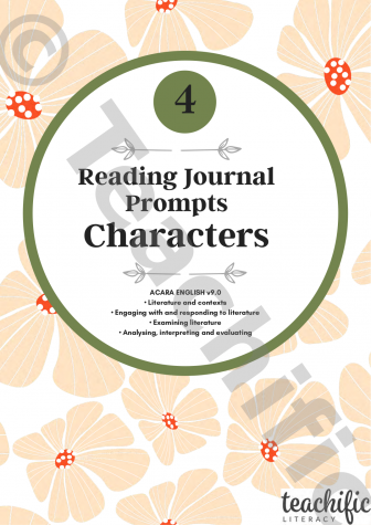 Preview image for Reading Journal Prompts - Characters, Yr 4