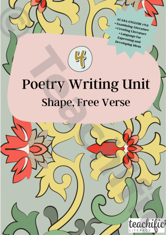 Preview image for Poetry Writing Unit - Shape, Free Verse, Yr 4