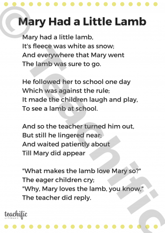 Preview image for Poem: Mary Had a Little Lamb, K-2