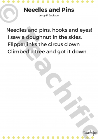 Preview image for Poems: Needles and Pins, K-3 - Leroy J. Jackson