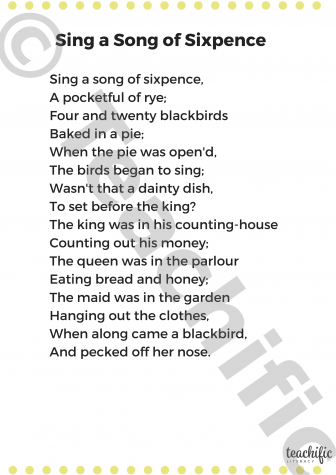 Preview image for Poem: Sing a Song of Sixpence K-2