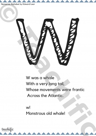 Preview image for Poems: W Was a Whale - Nonsense Alphabet, K-3