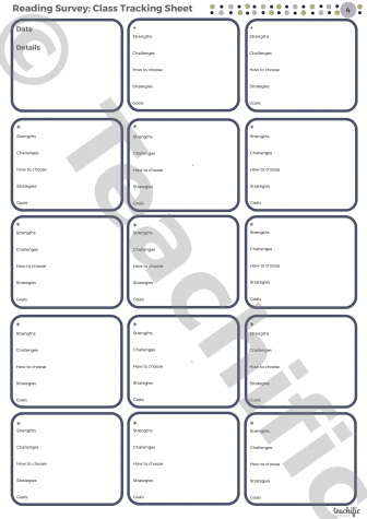 Preview image for Reading Surveys: Class Tracking Sheet with Detail Headings Year 4