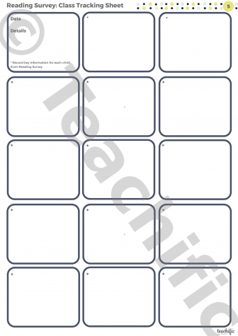 Preview image for Reading Surveys: Class Tracking Sheet Year 5