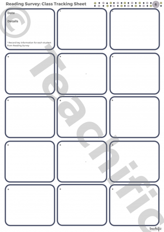 Preview image for Reading Surveys: Class Tracking Sheet Year 6