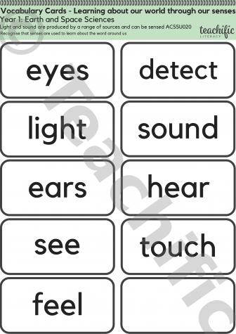 Preview image for Science Vocabulary Cards: Yr 1 Earth and Space Sciences - Senses 