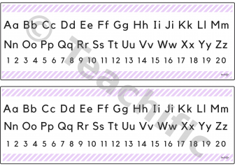 Preview image for Alphabet and Number Strip - Desk Diagonal Stripes