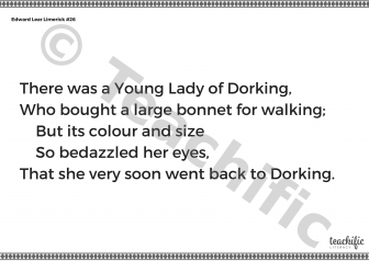 Preview image for Edward Lear Limerick #26: There was a Young Lady from Dorking