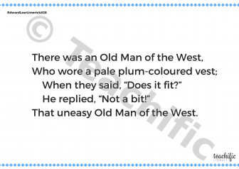 Preview image for Edward Lear Limerick #28: There was an Old Man of the West