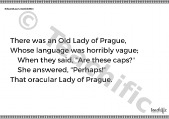 Preview image for Edward Lear Limerick #103 There was an Old Lady of Prague