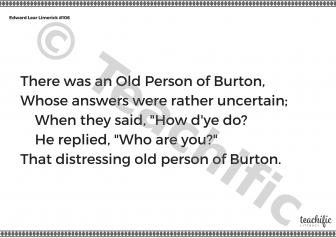 Preview image for Edward Lear Limerick #106: There was an Old Person of Burton