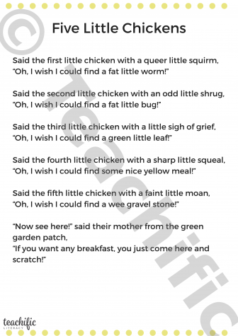 Preview image for Poem: Five Little Chickens - Counting Rhyme