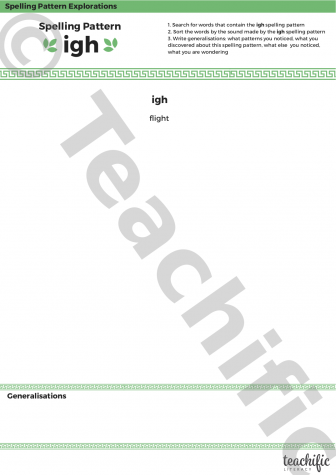 Preview image for Spelling Pattern Explorations: igh