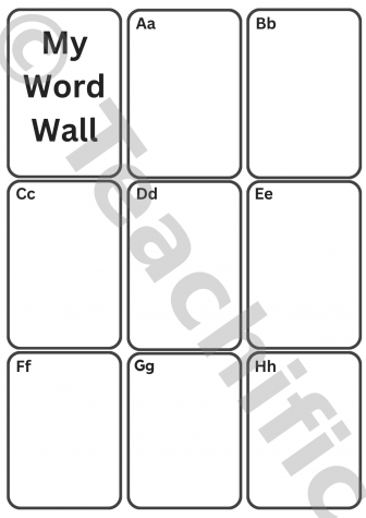 Preview image for Personal Word Wall: A-Z My Word Wall Template - Font Sans, Yrs F-2