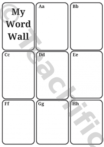 Preview image for Personal Word Wall: A-Z My Word Wall Template - Serif Font, Yrs F-2