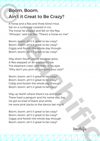 Preview image for Poems Yr 3,4: Boom, Boom, Ain't it Great to be Crazy