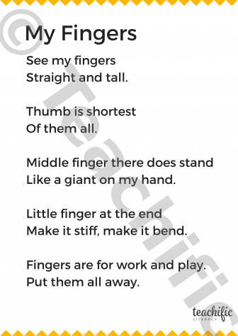 Preview image for Poems K-2: My Fingers