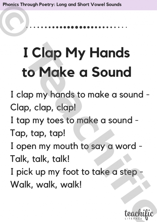 Phonics Through Poetry: I Clap my Hands | Teachific