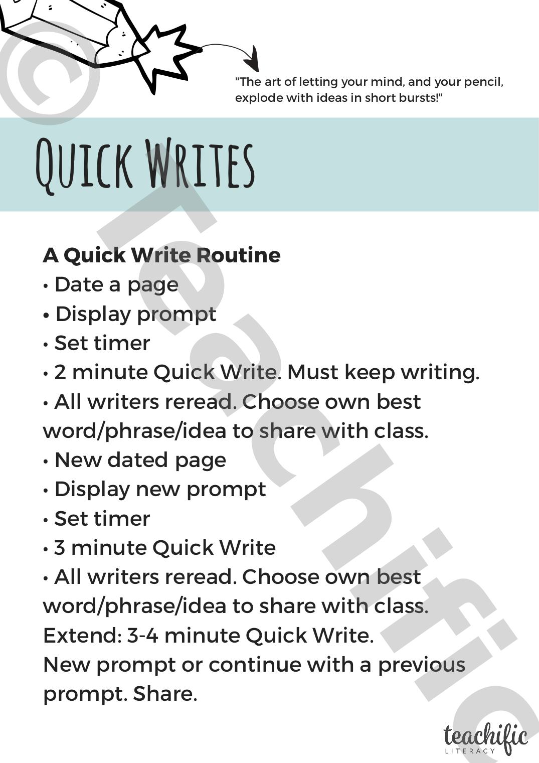 Quick Writes Collection Routines Prompts Teachific