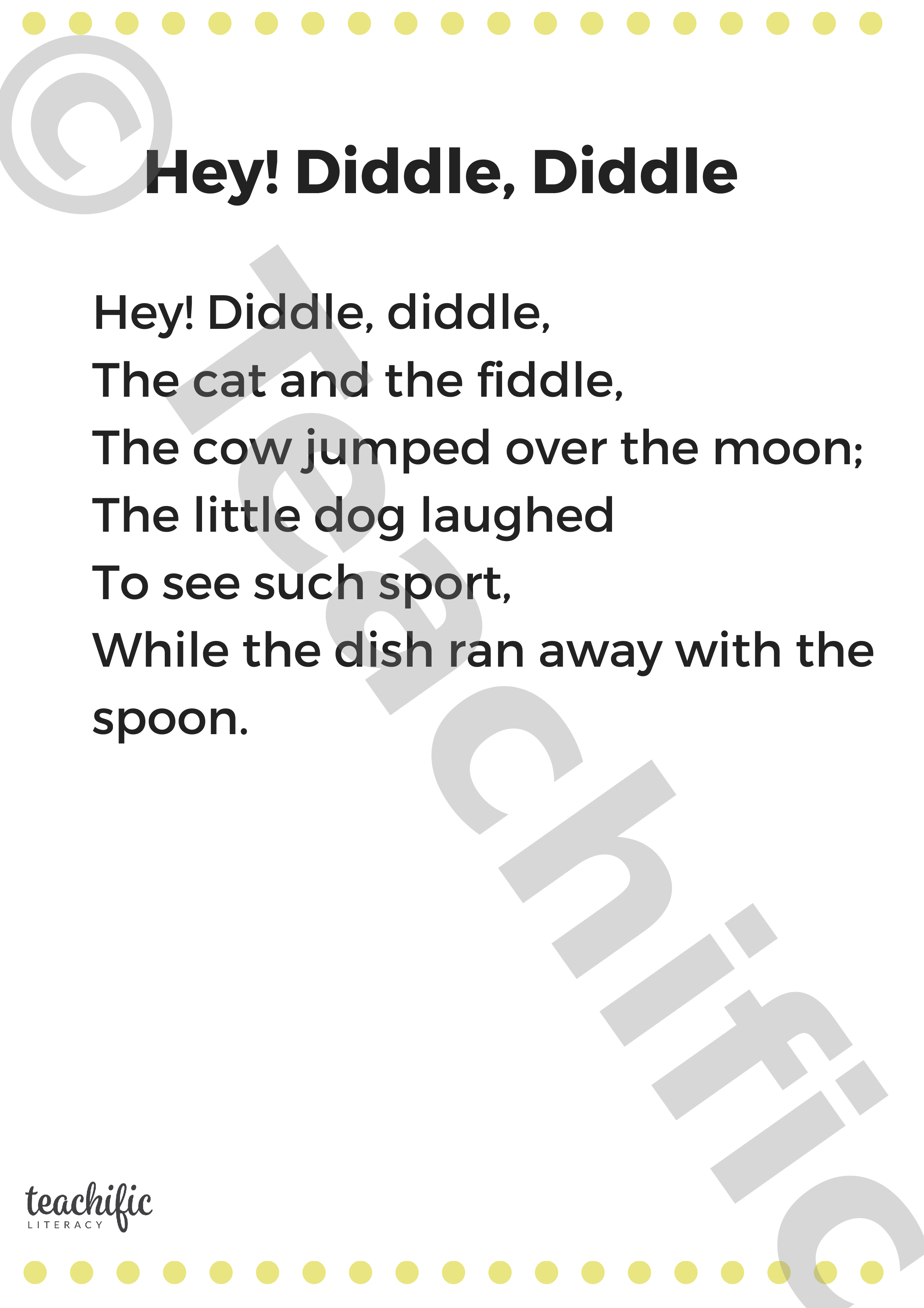Poems: Hey! Diddle, Diddle, K-2 | Teachific