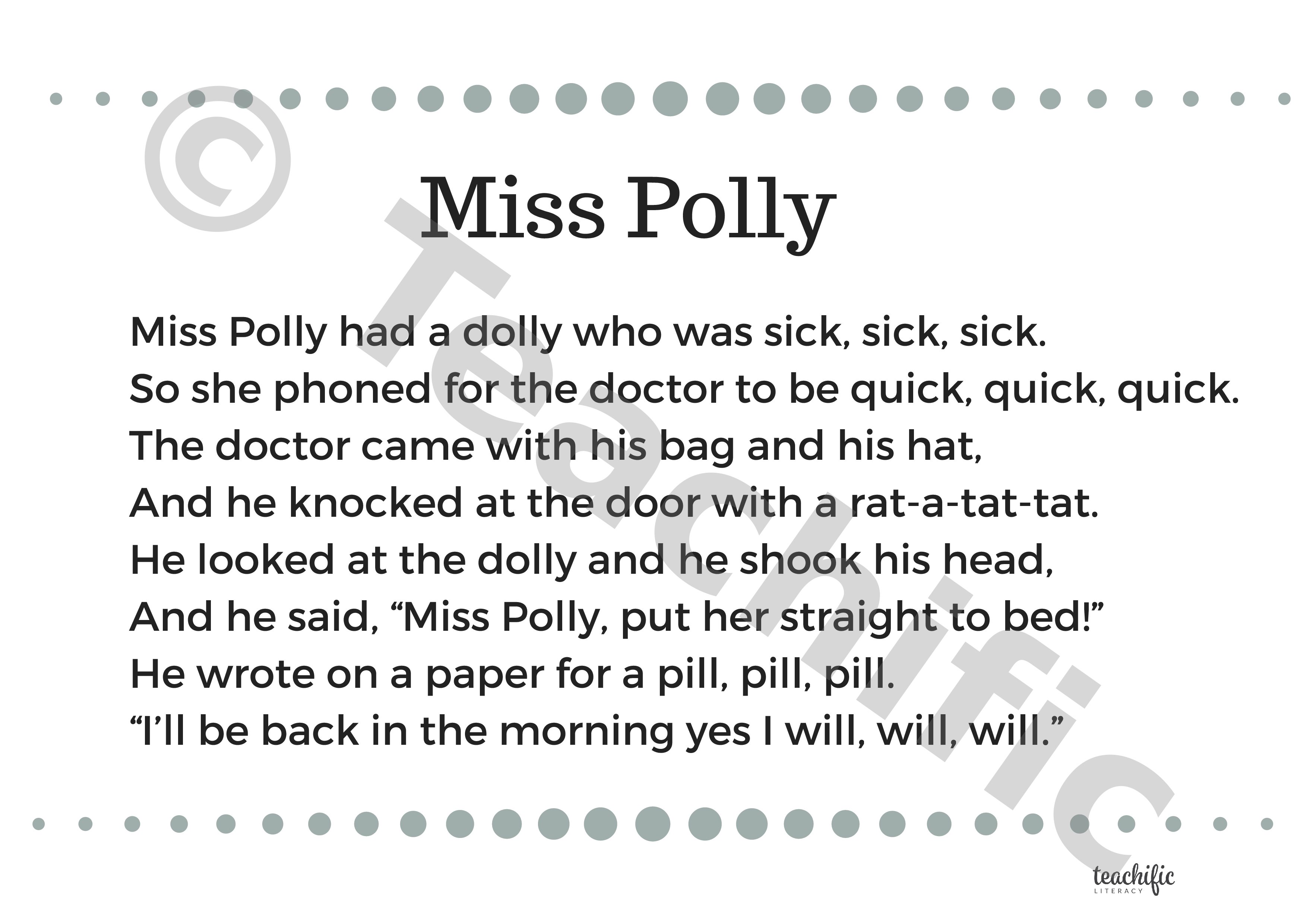 Poems Miss Polly K 3 Teachific 3004