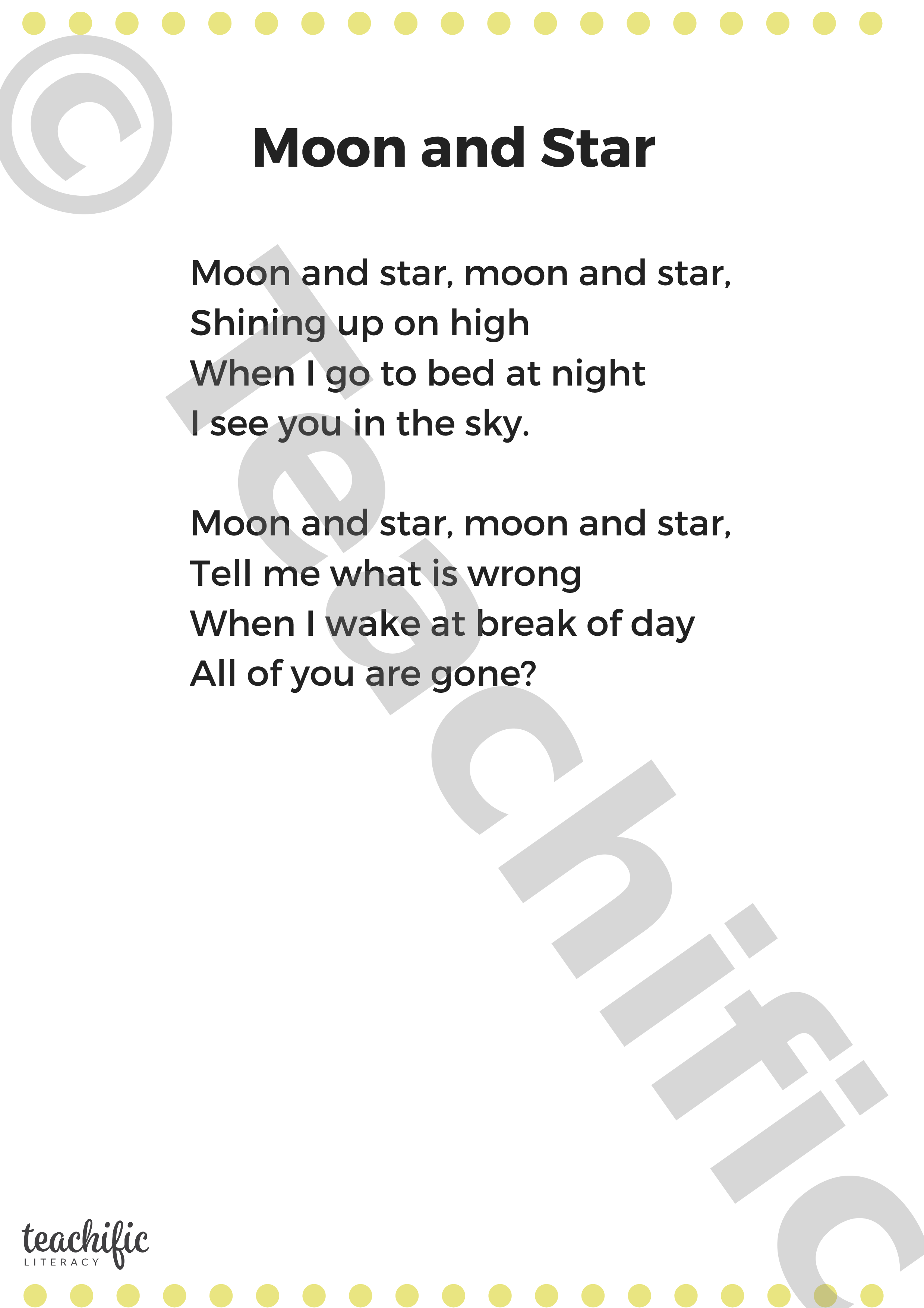 Poems Moon And Star K 3 Teachific