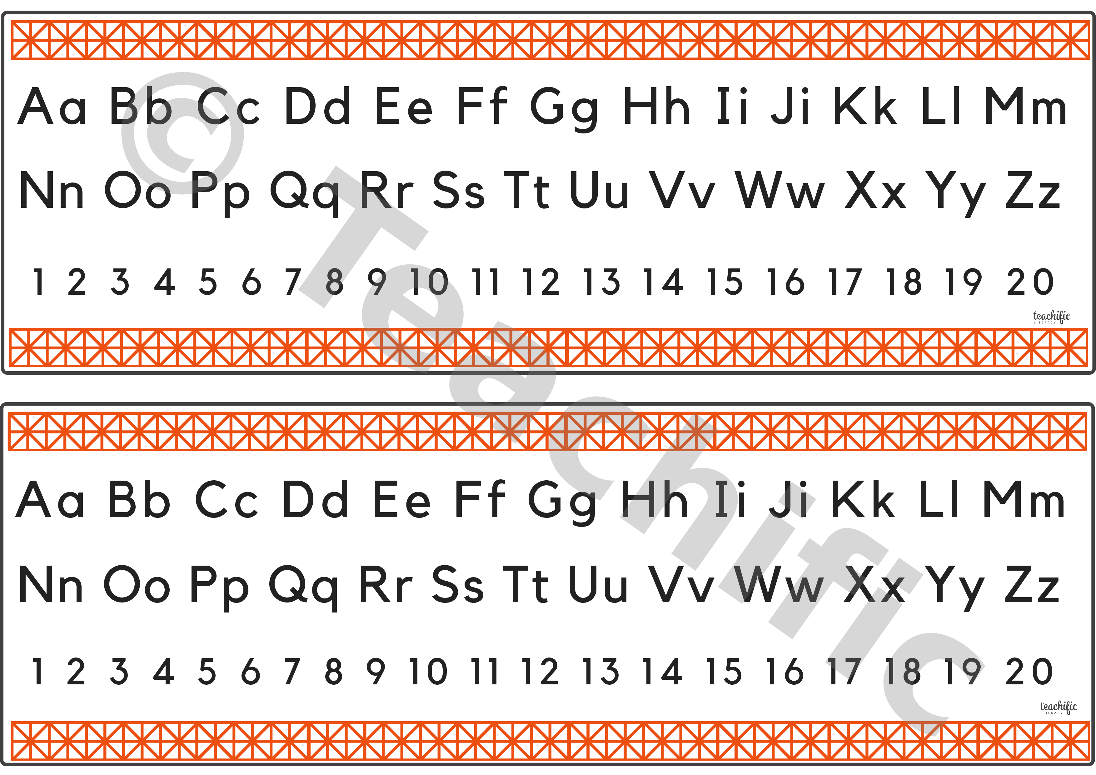Alphabet and Number Strip Desk Geo Border Teachific